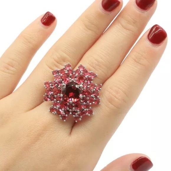 Sterling Silver Pink Garnet Floral Ring 925 size 7.5
New - Picture 5 of 9